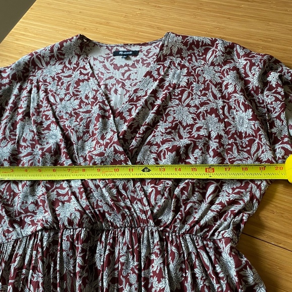 Madewell Burgundy and Cream Wrap Style Dress - Picture 5 of 7